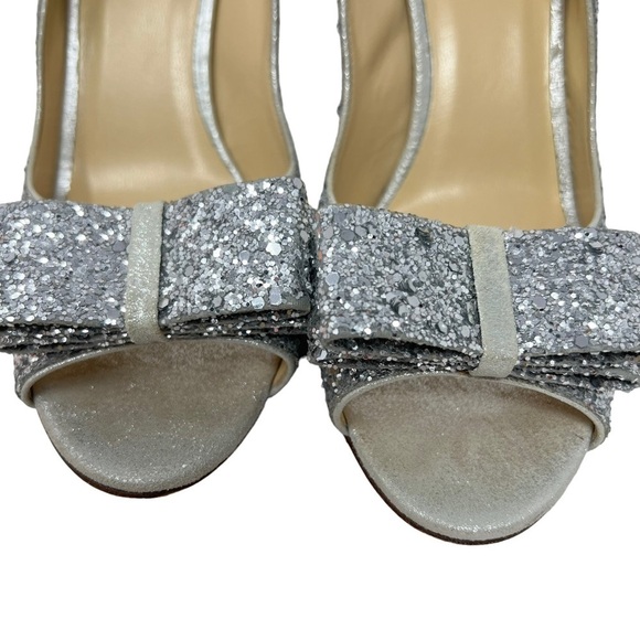 Kate Spade Krysta Silver Sequin Glitter Open Toe Slingback Stiletto Heels 9.5B - Picture 12 of 12